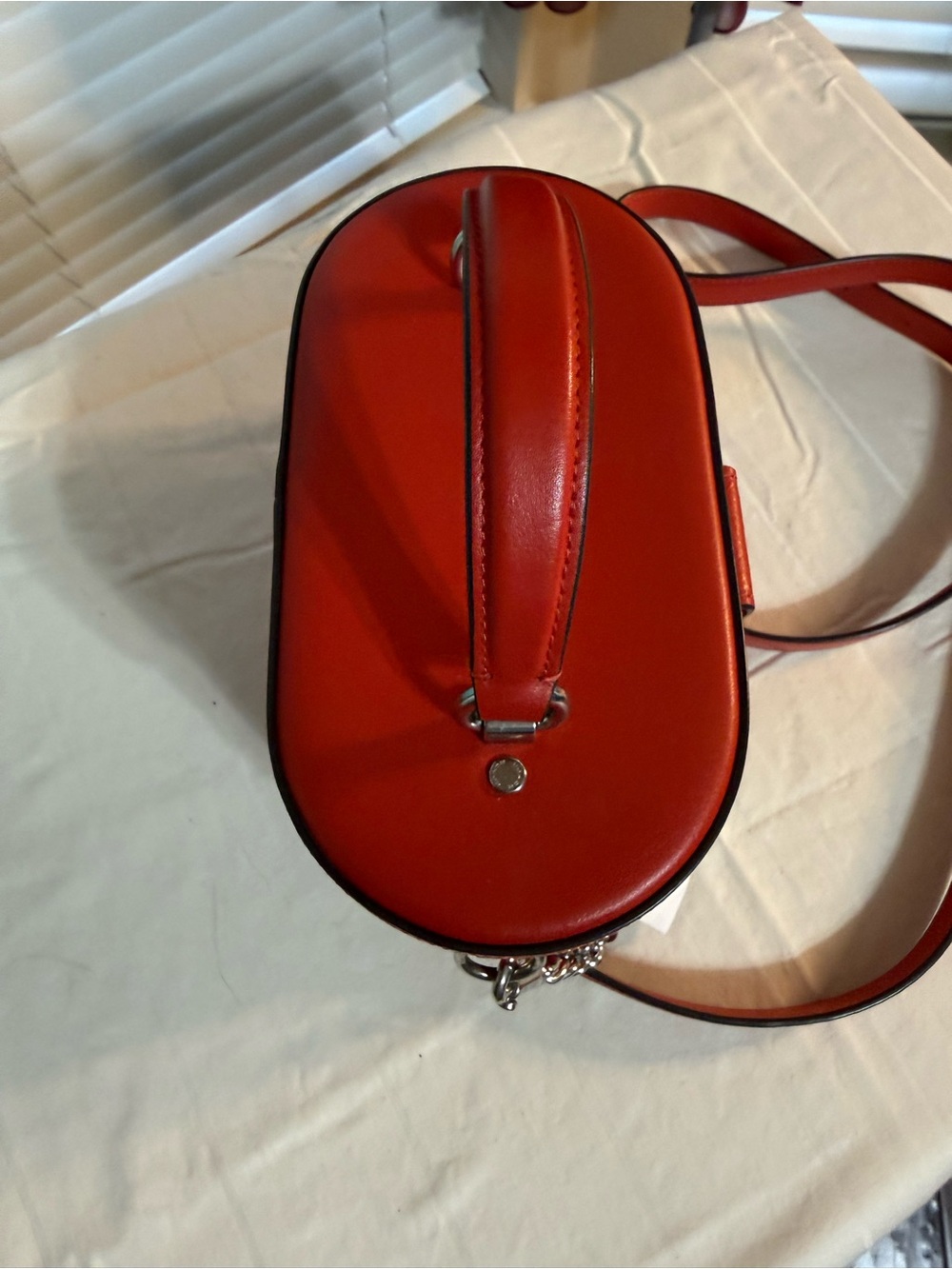 Coach  Geranium Leather Small Top-Handle Structured Mini Tote Crossbody Bag - Picture 2 of 7